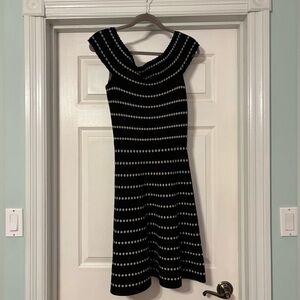 RACHEL Rachel Roy Black and White Patterned Midi Dress
